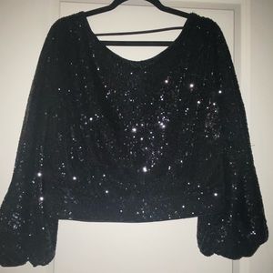 Sequined Express Open Back Blouse